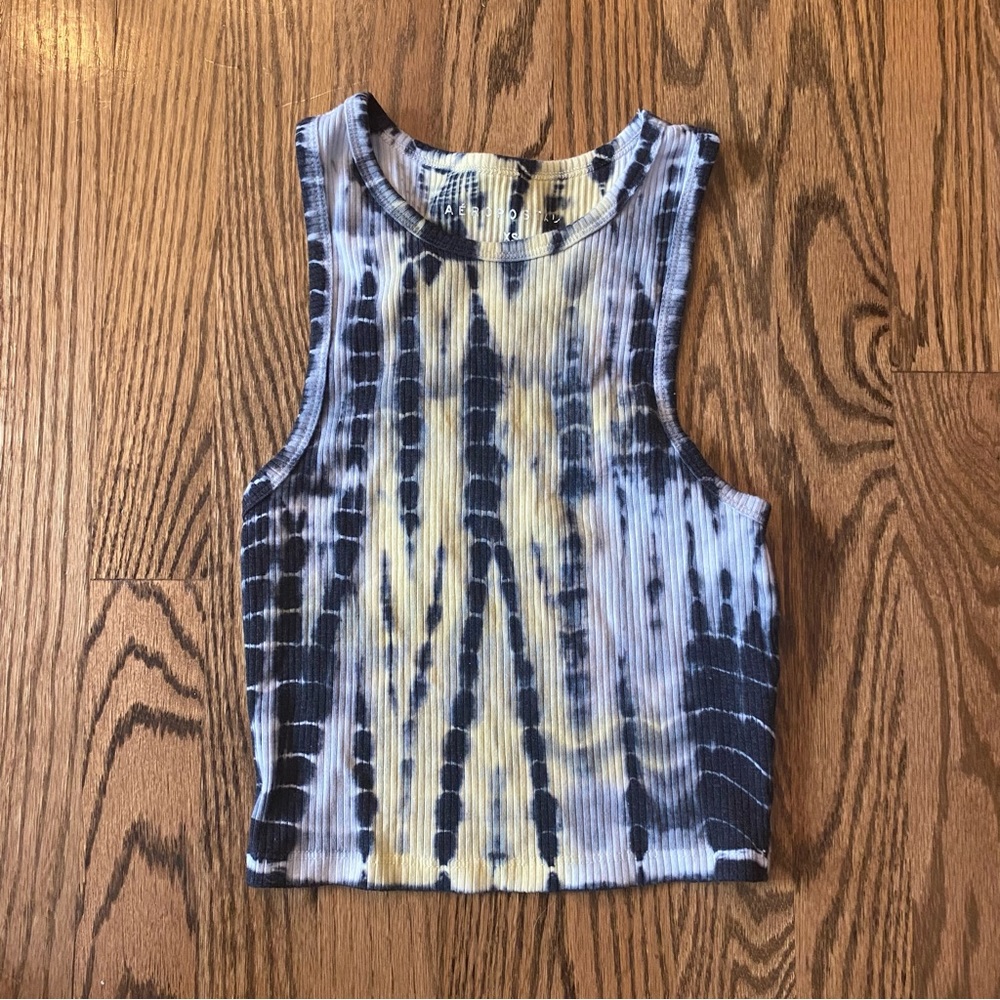 Tie dye high neck ripped tank top